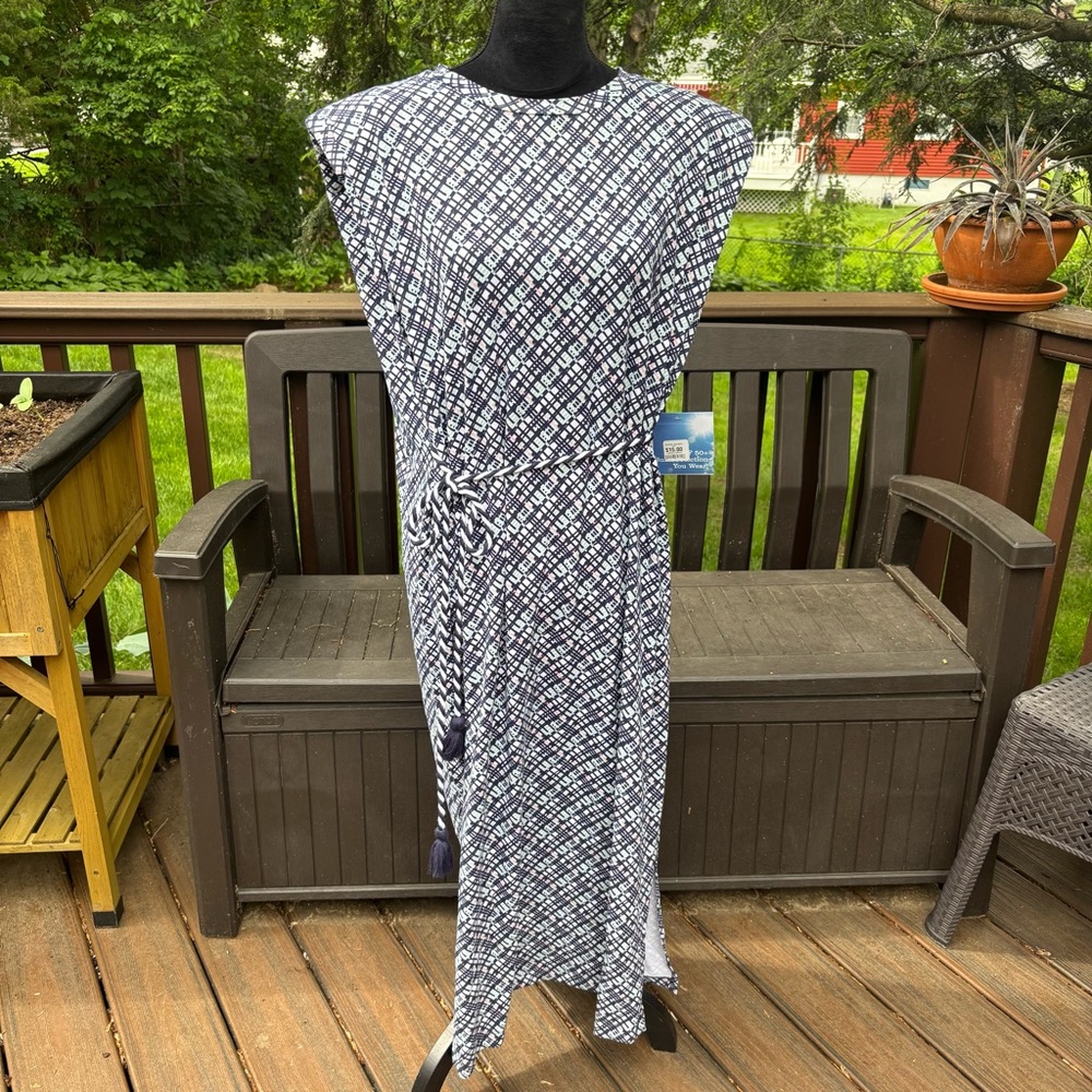 ☀️Coolibar White With Diagonal Plaid UPF 50+ Sheath Dress ☀️